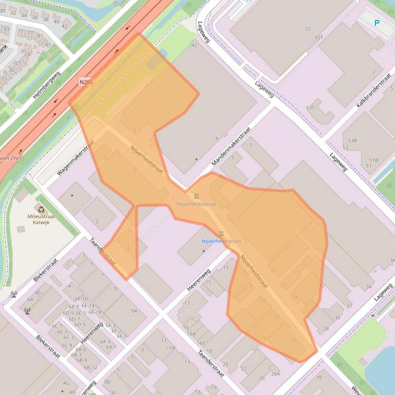 Kaart van postcodegebied 2222AV.