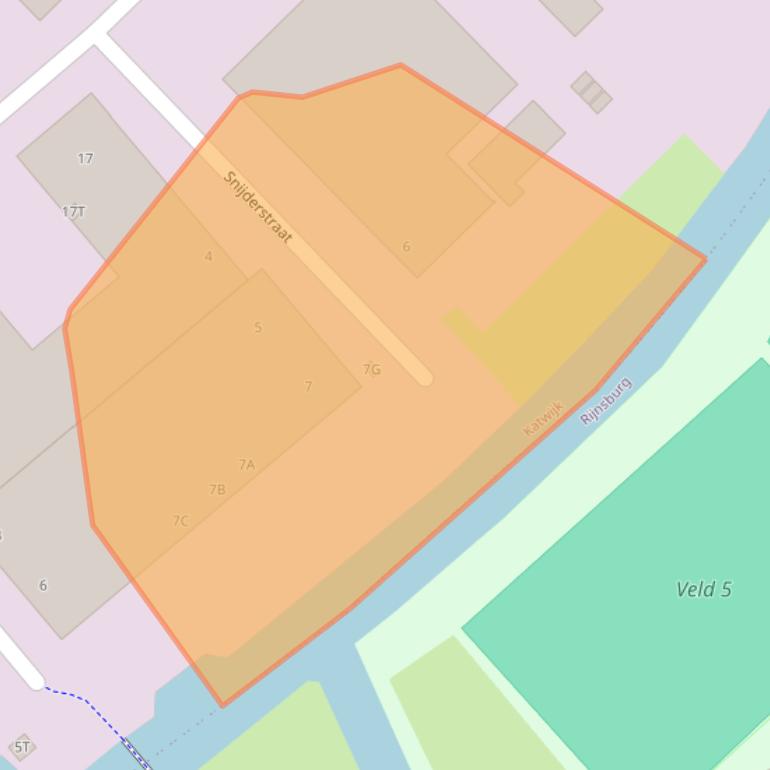 Kaart van postcodegebied 2222BA.