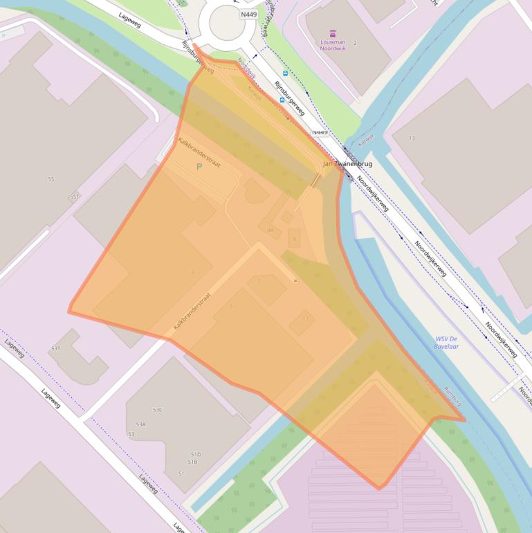 Kaart van postcodegebied 2222BH.