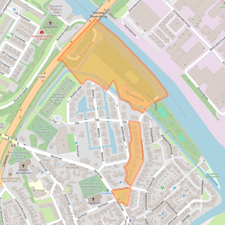 Kaart van postcodegebied 2223AD.