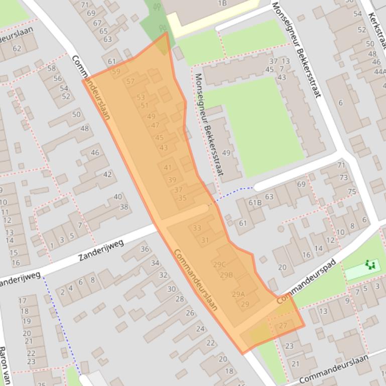 Kaart van postcodegebied 2223AX.