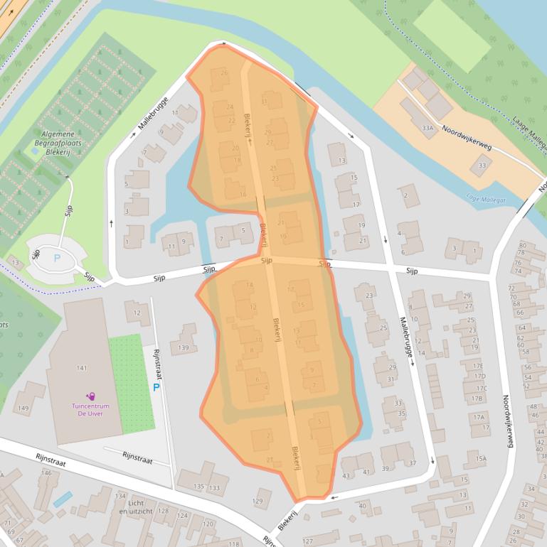 Kaart van postcodegebied 2223BW.