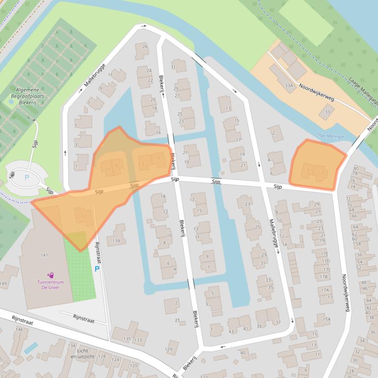 Kaart van postcodegebied 2223BX.