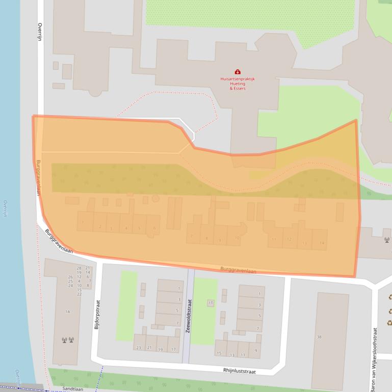 Kaart van postcodegebied 2223EX.