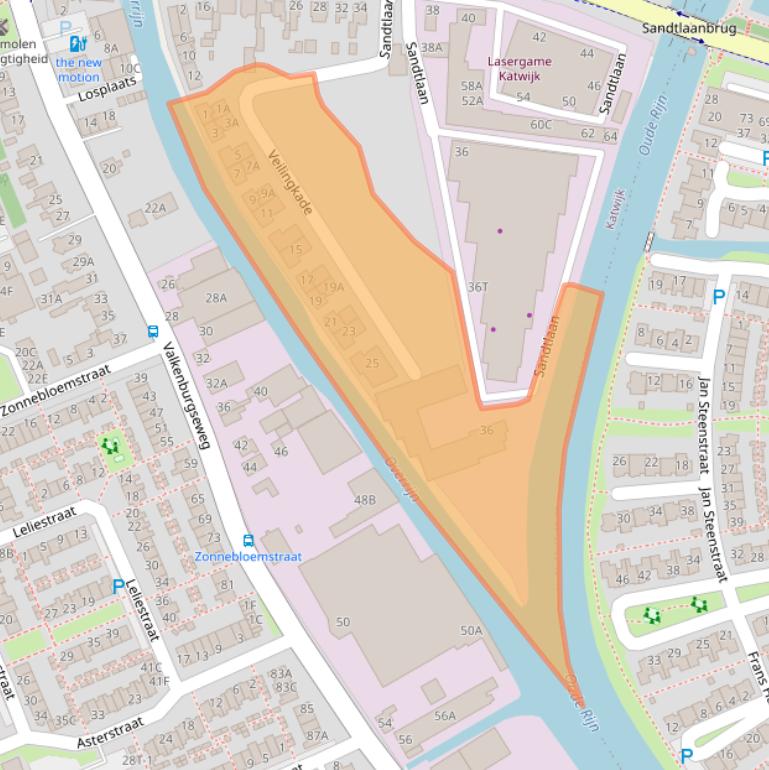 Kaart van postcodegebied 2223GL.