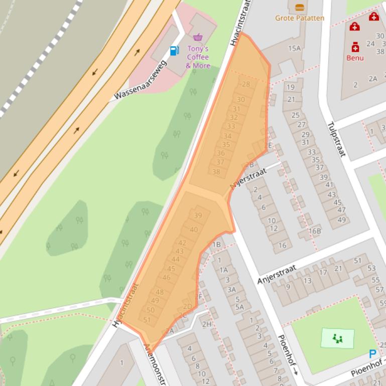 Kaart van postcodegebied 2223GV.