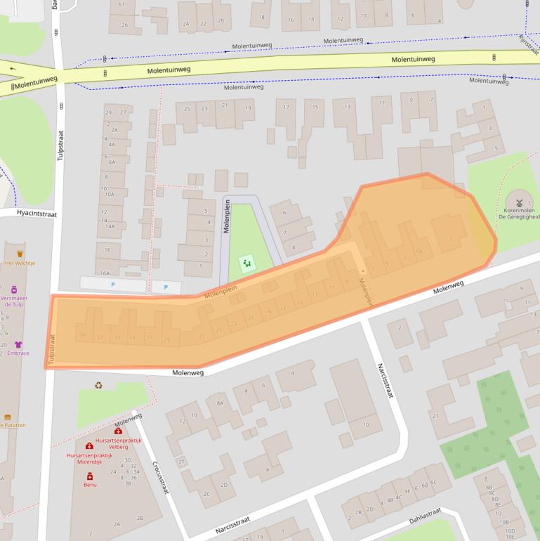 Kaart van postcodegebied 2223HC.