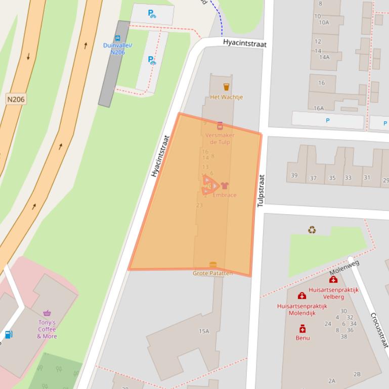 Kaart van postcodegebied 2223HT.