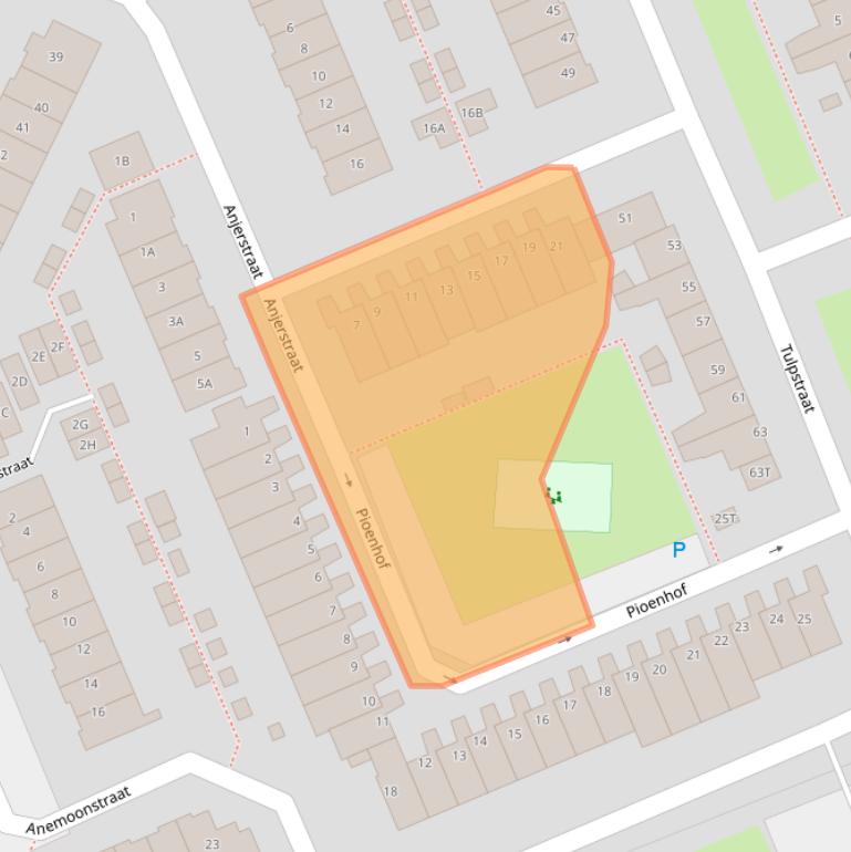 Kaart van postcodegebied 2223HW.