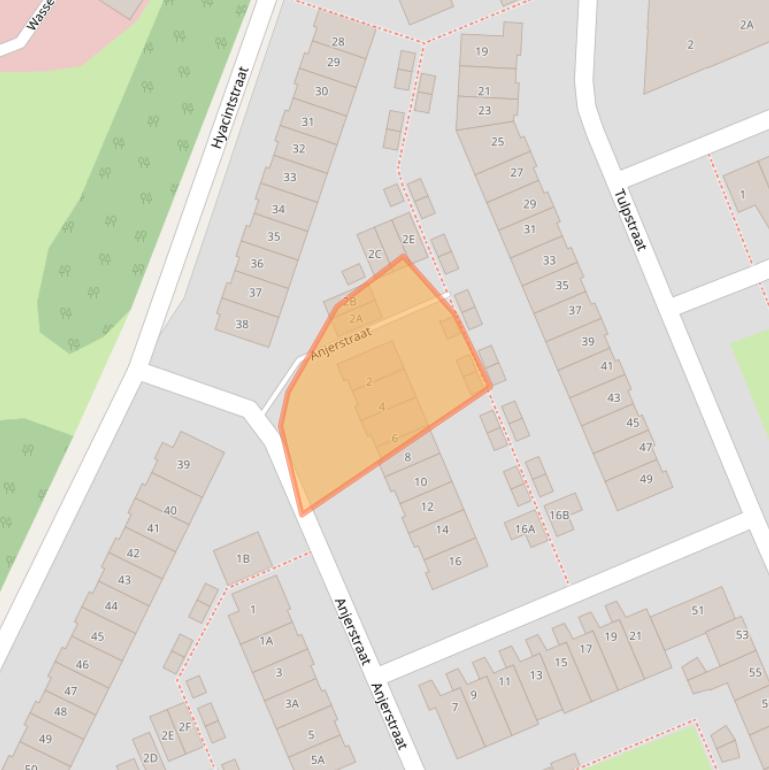 Kaart van postcodegebied 2223HX.