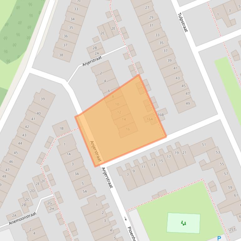 Kaart van postcodegebied 2223HZ.