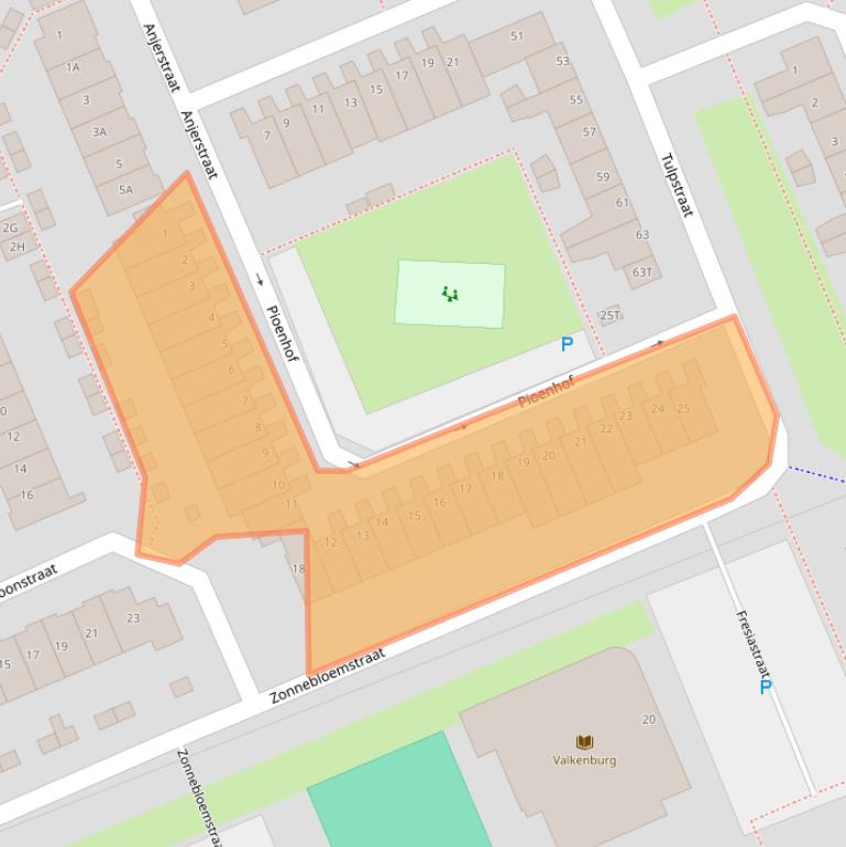 Kaart van postcodegebied 2223JA.