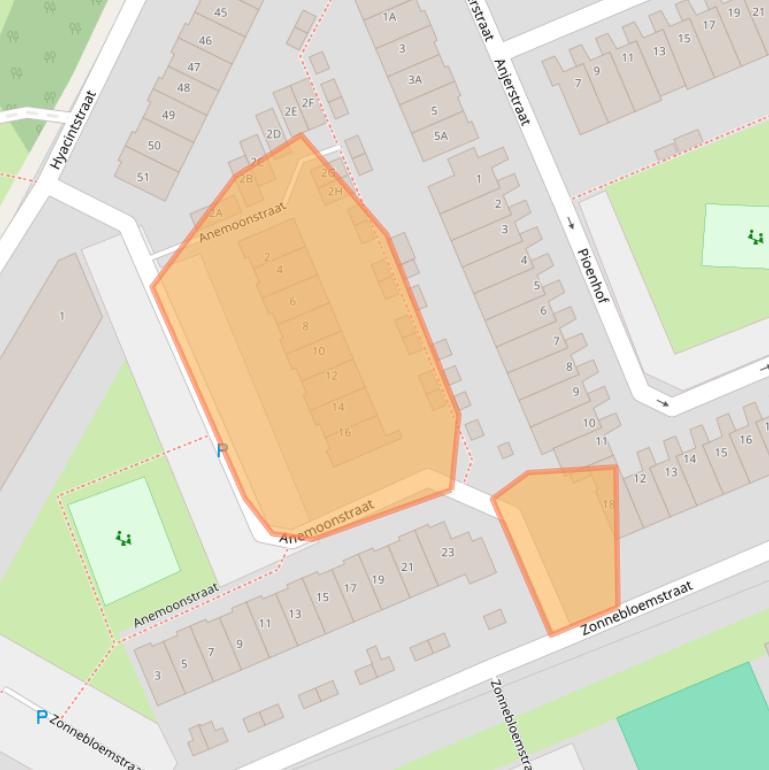 Kaart van postcodegebied 2223JC.