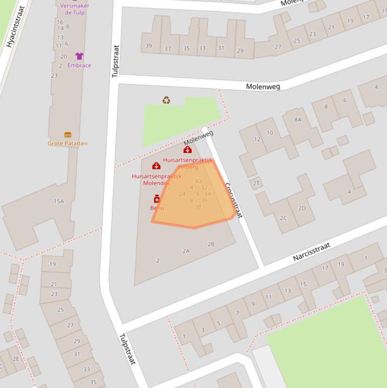 Kaart van postcodegebied 2223JE.