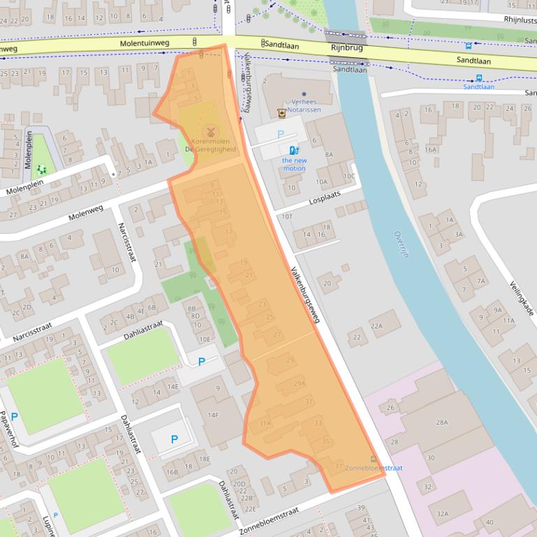 Kaart van postcodegebied 2223KA.