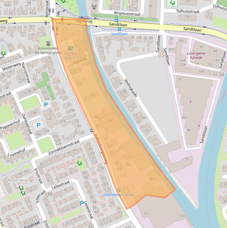 Kaart van postcodegebied 2223KD.