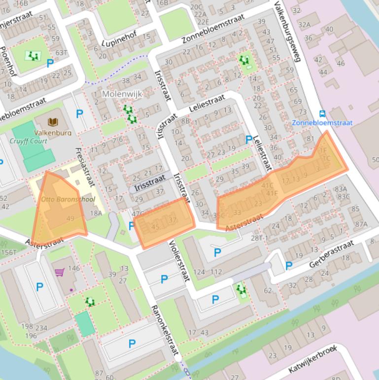 Kaart van postcodegebied 2223VG.