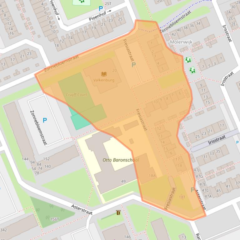 Kaart van postcodegebied 2223XA.