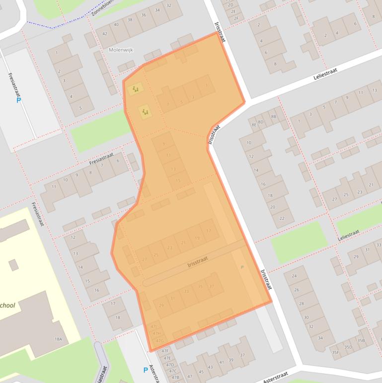 Kaart van postcodegebied 2223XB.