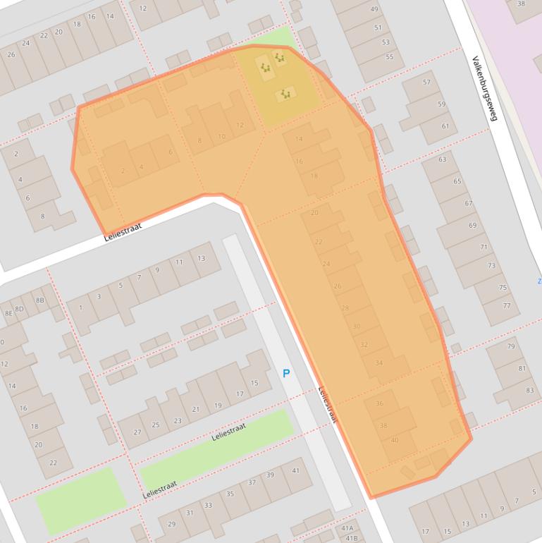 Kaart van postcodegebied 2223XE.