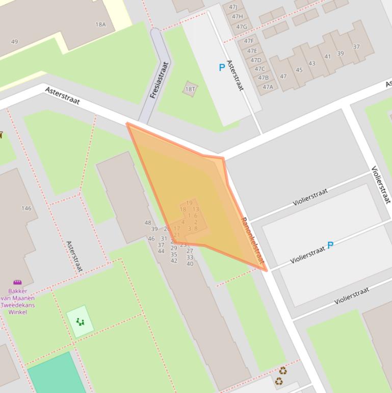 Kaart van postcodegebied 2223XG.