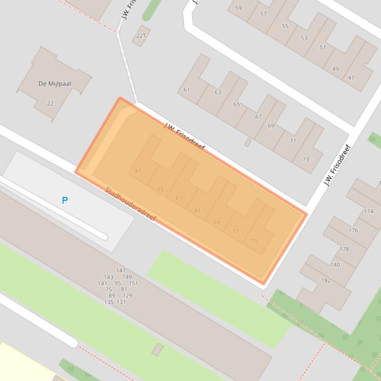 Kaart van postcodegebied 2224BE.