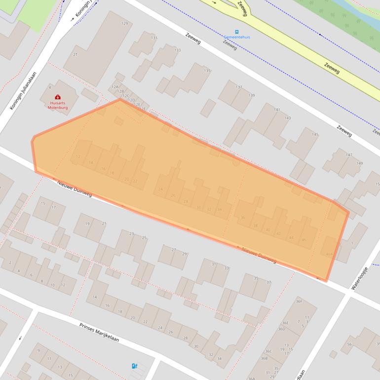 Kaart van postcodegebied 2224EE.