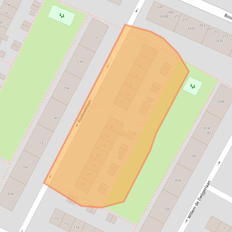 Kaart van postcodegebied 2224JB.
