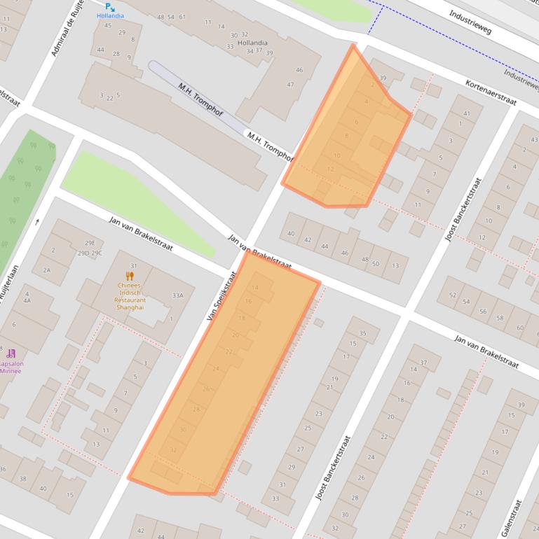 Kaart van postcodegebied 2224SJ.