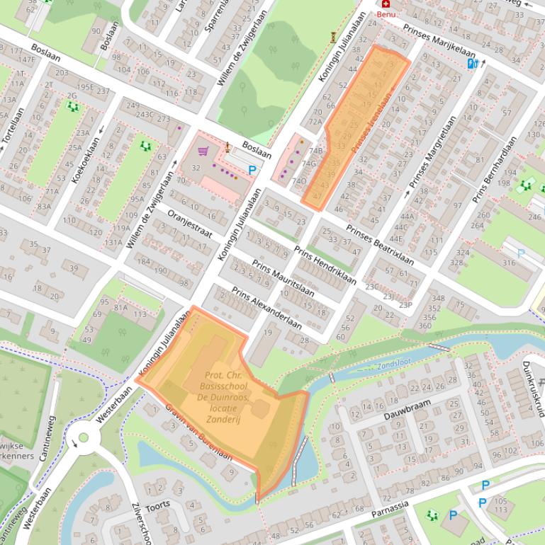 Kaart van postcodegebied 2224XA.