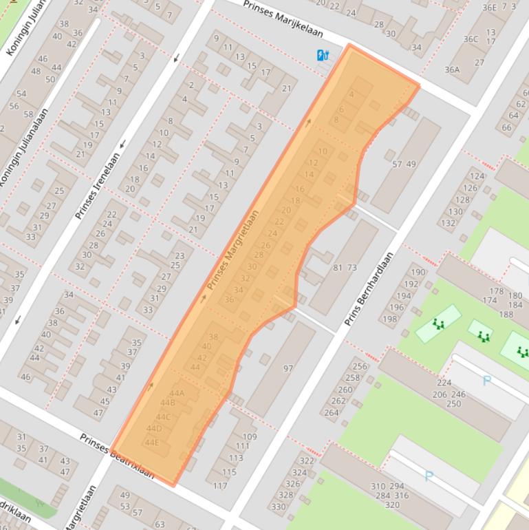 Kaart van postcodegebied 2224XD.