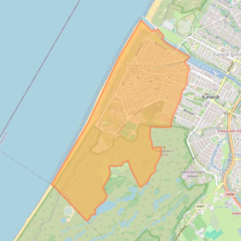 Kaart van postcodegebied 2225.