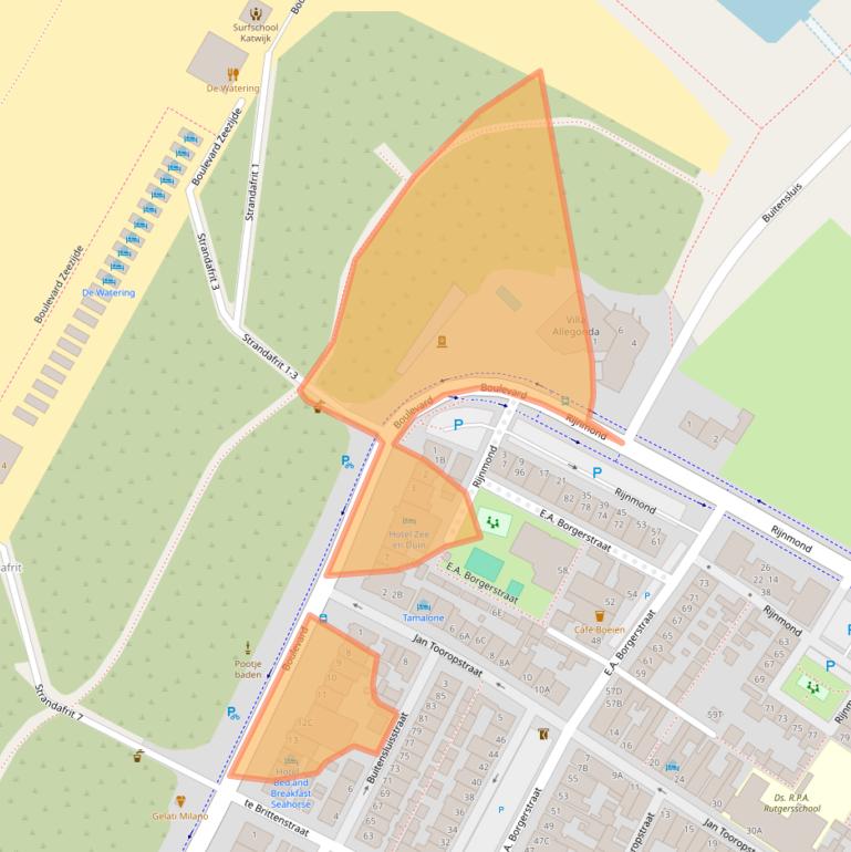 Kaart van postcodegebied 2225AA.