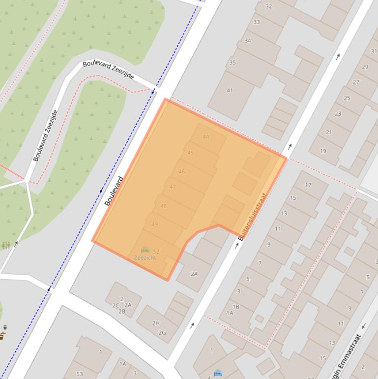 Kaart van postcodegebied 2225AD.