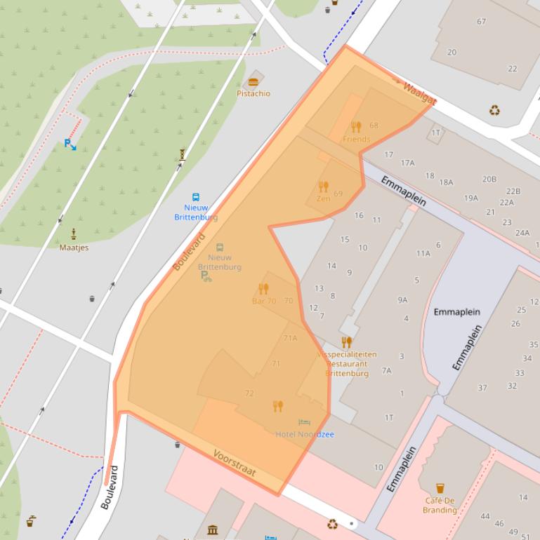 Kaart van postcodegebied 2225AG.