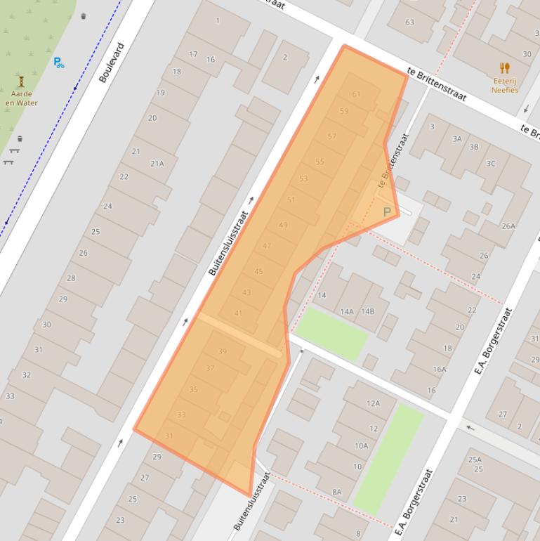 Kaart van postcodegebied 2225AJ.