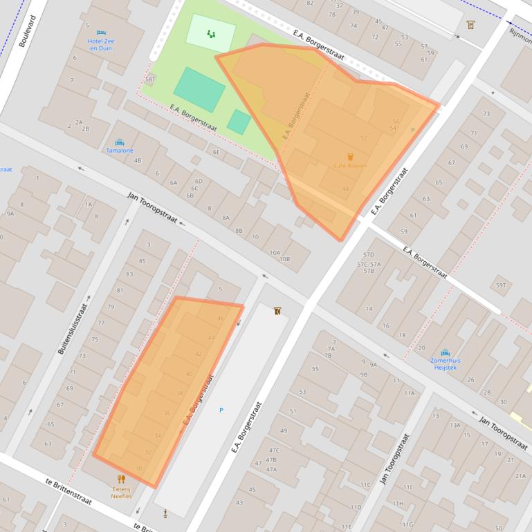 Kaart van postcodegebied 2225AS.