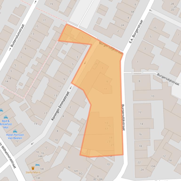 Kaart van postcodegebied 2225AT.