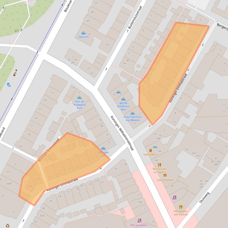 Kaart van postcodegebied 2225AW.