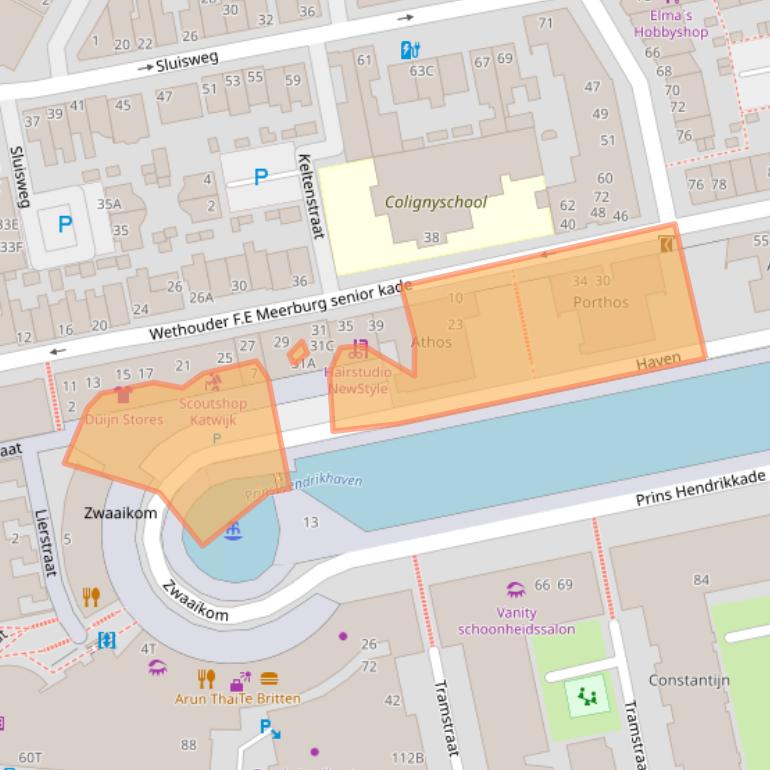 Kaart van postcodegebied 2225BH.