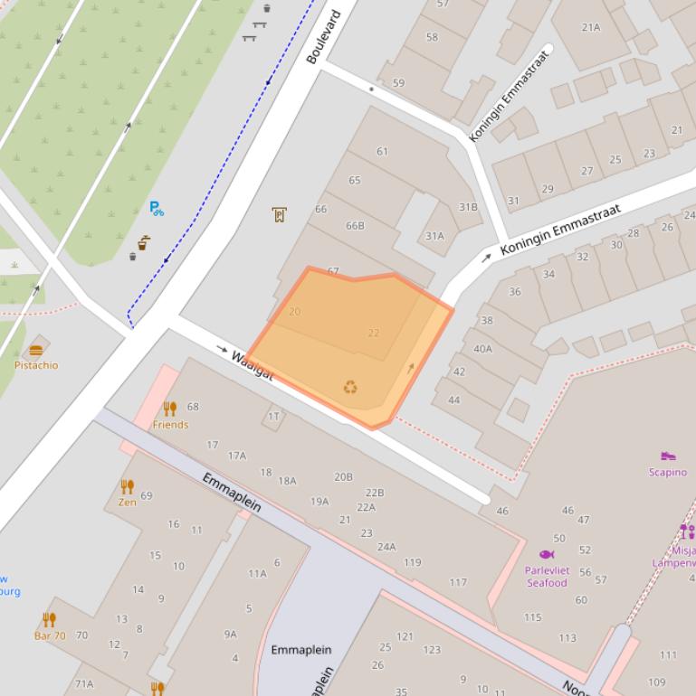 Kaart van postcodegebied 2225BJ.