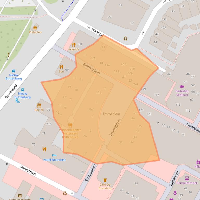 Kaart van postcodegebied 2225BK.