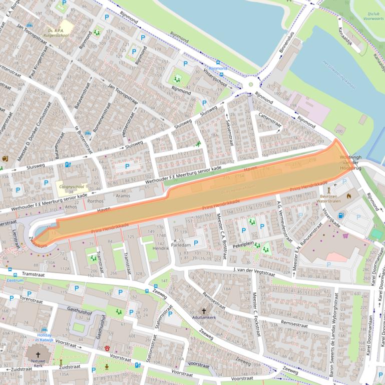 Kaart van postcodegebied 2225BZ.