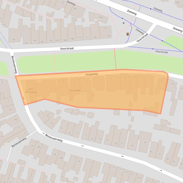 Kaart van postcodegebied 2225CT.