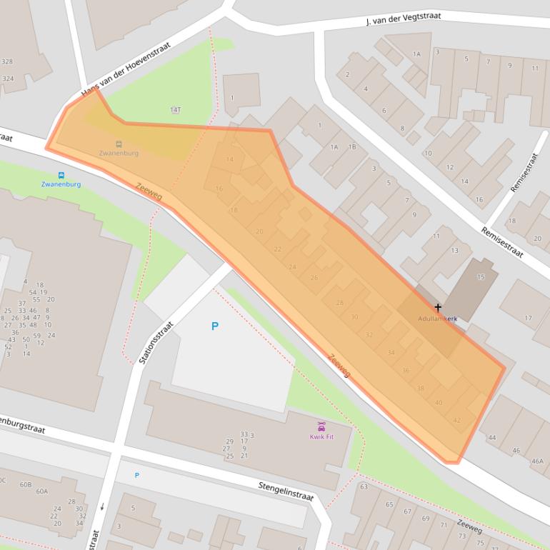 Kaart van postcodegebied 2225CW.