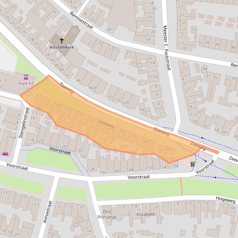 Kaart van postcodegebied 2225DB.