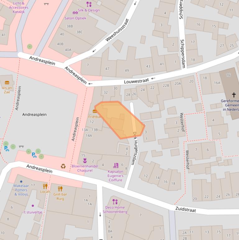 Kaart van postcodegebied 2225DV.