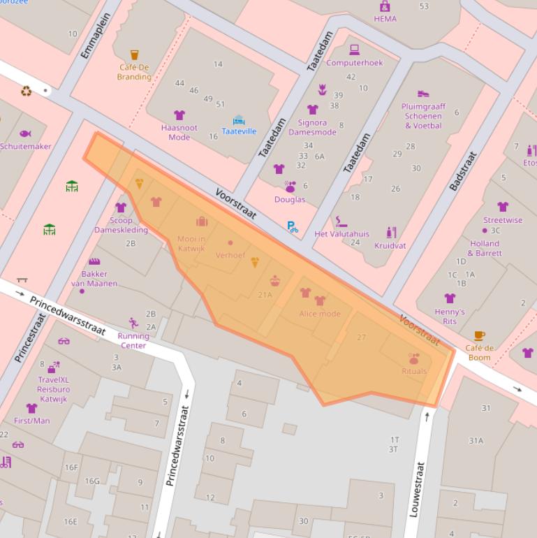 Kaart van postcodegebied 2225EK.