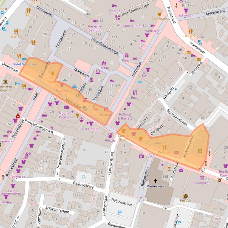Kaart van postcodegebied 2225ER.