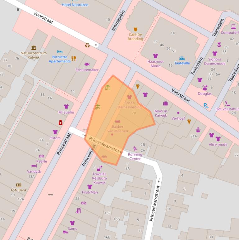 Kaart van postcodegebied 2225GA.